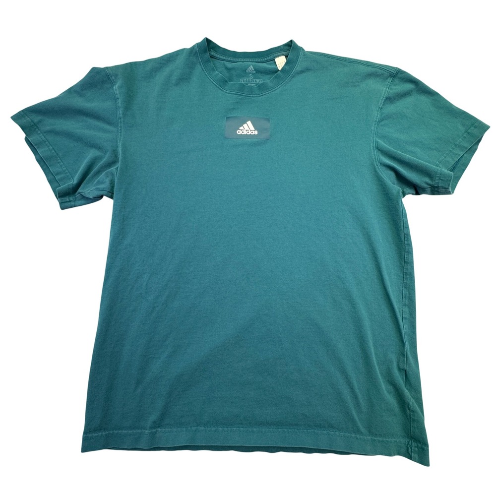 Adidas Shirt Men's‎ Small Retro Blue Green Teal Crew Neck Short Sleeve